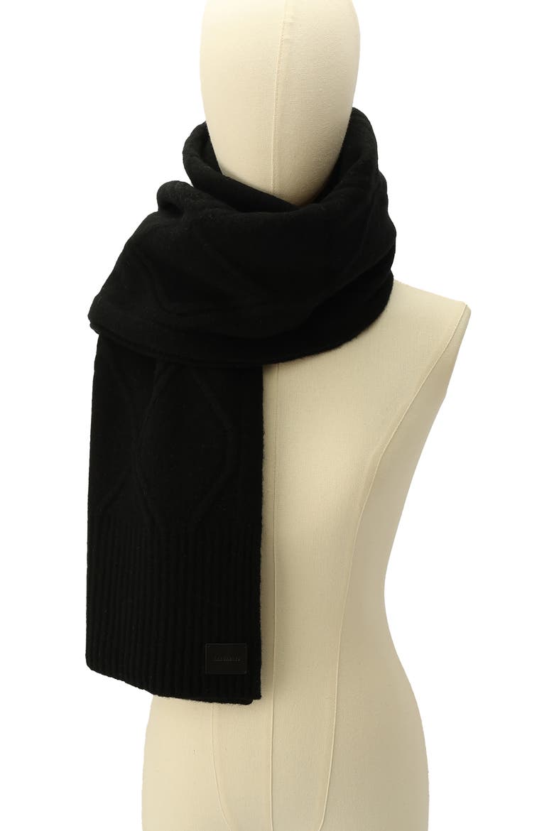 Brushed Wool Scarf, Alternate, color, BLACK
