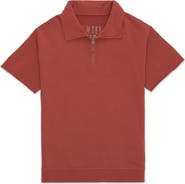 Fortela York Brushed Jersey Quarter Zip Collared Short Sleeve Sweatshirt