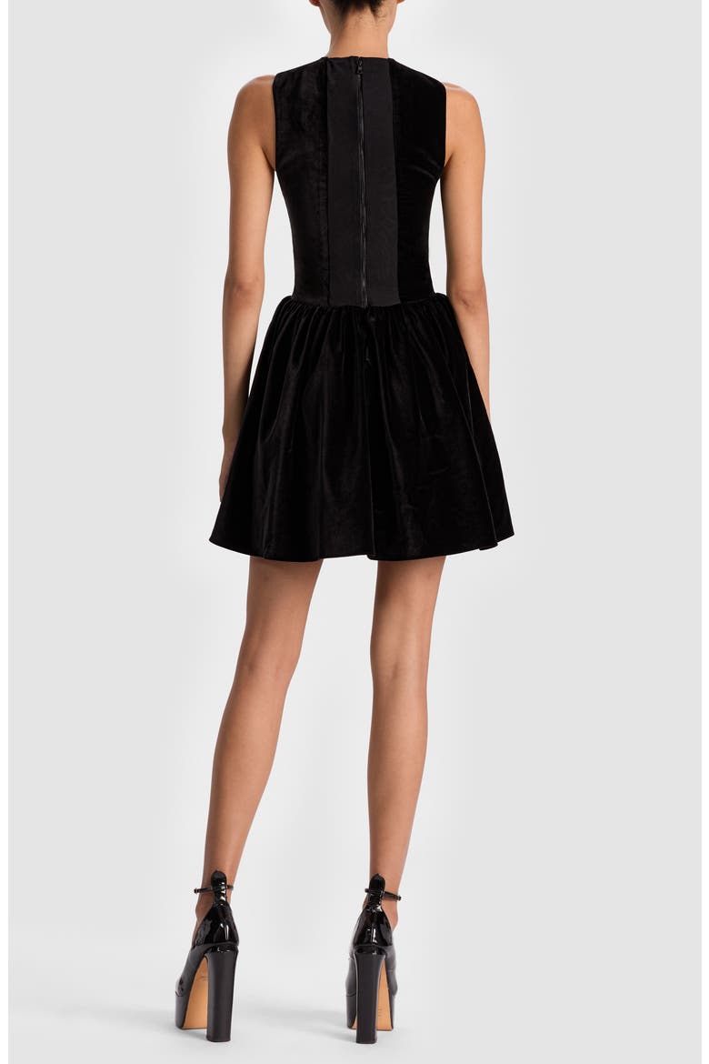 Ella Crystal Embellished Illusion Heart Cutout Velvet Minidress, Alternate, color, BLACK