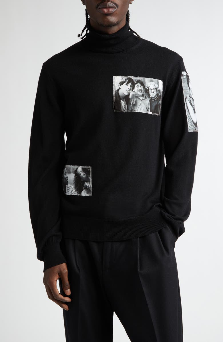 TAKAHIROMIYASHITA TheSoloist. Joseph Szabo Photo Patch Wool Turtleneck Sweater, Main, color, 
