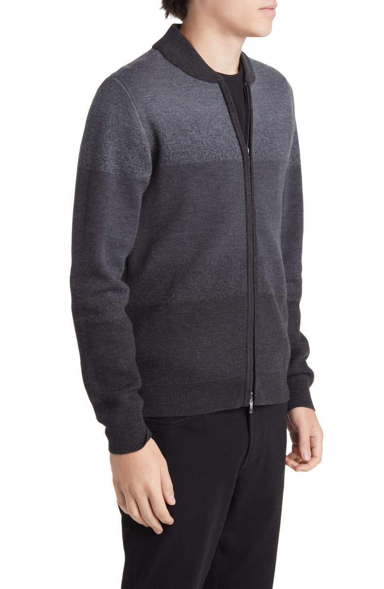 Robert Barakett Crosswoods Ombré Jacquard Merino Wool Zip-Up Sweater Jacket, Alternate, color,