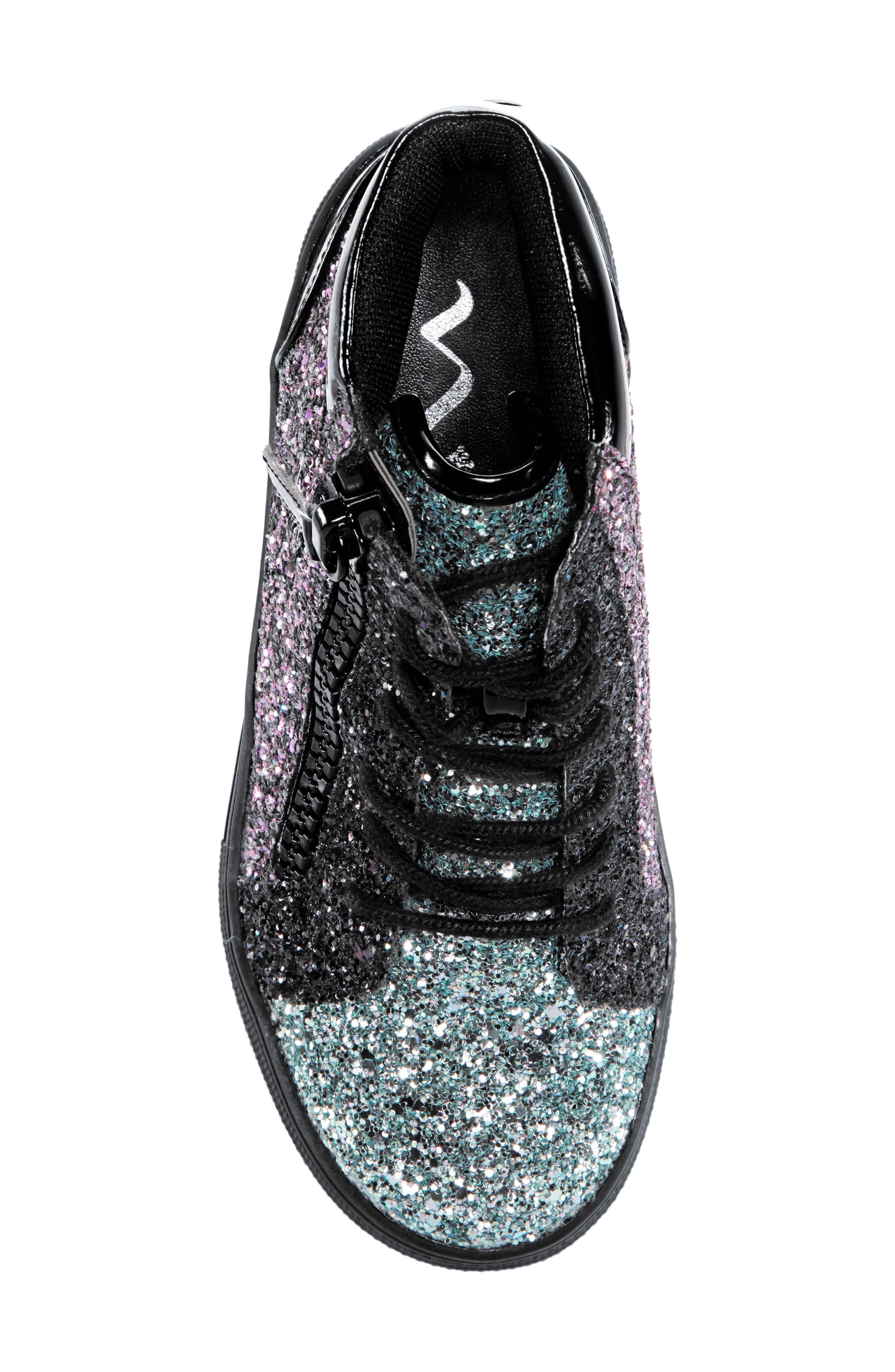 Hylda Glitter High Top Sneaker, Alternate, color, BLACK MULTI GLITTER/ PATENT