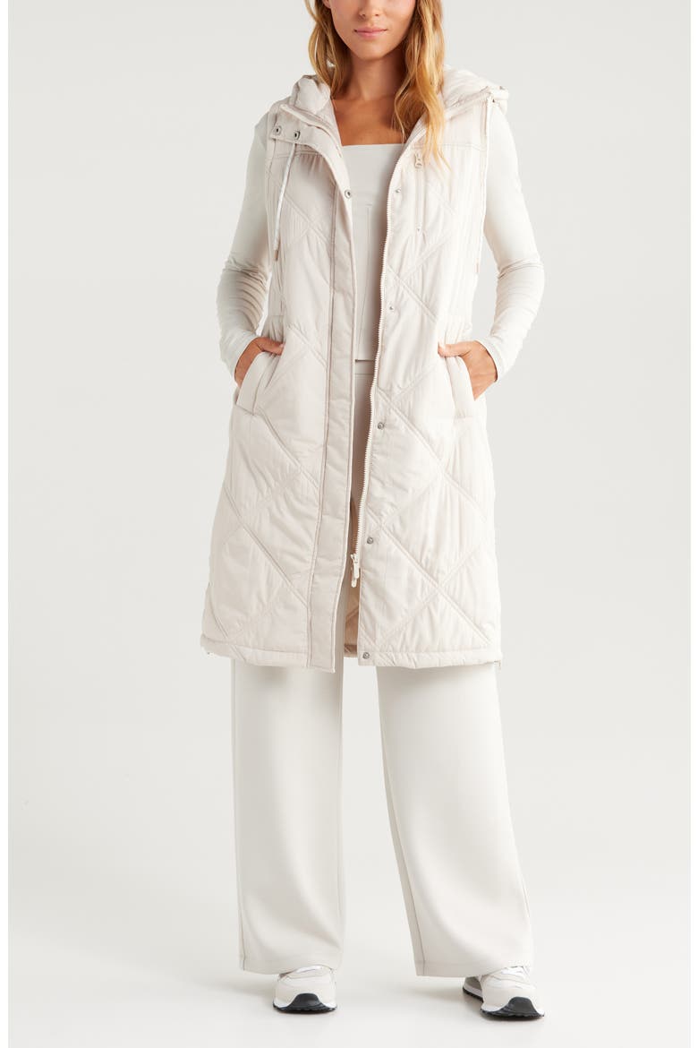 Long Hooded Puffer Vest, Alternate, color, GREY MOONBEAM