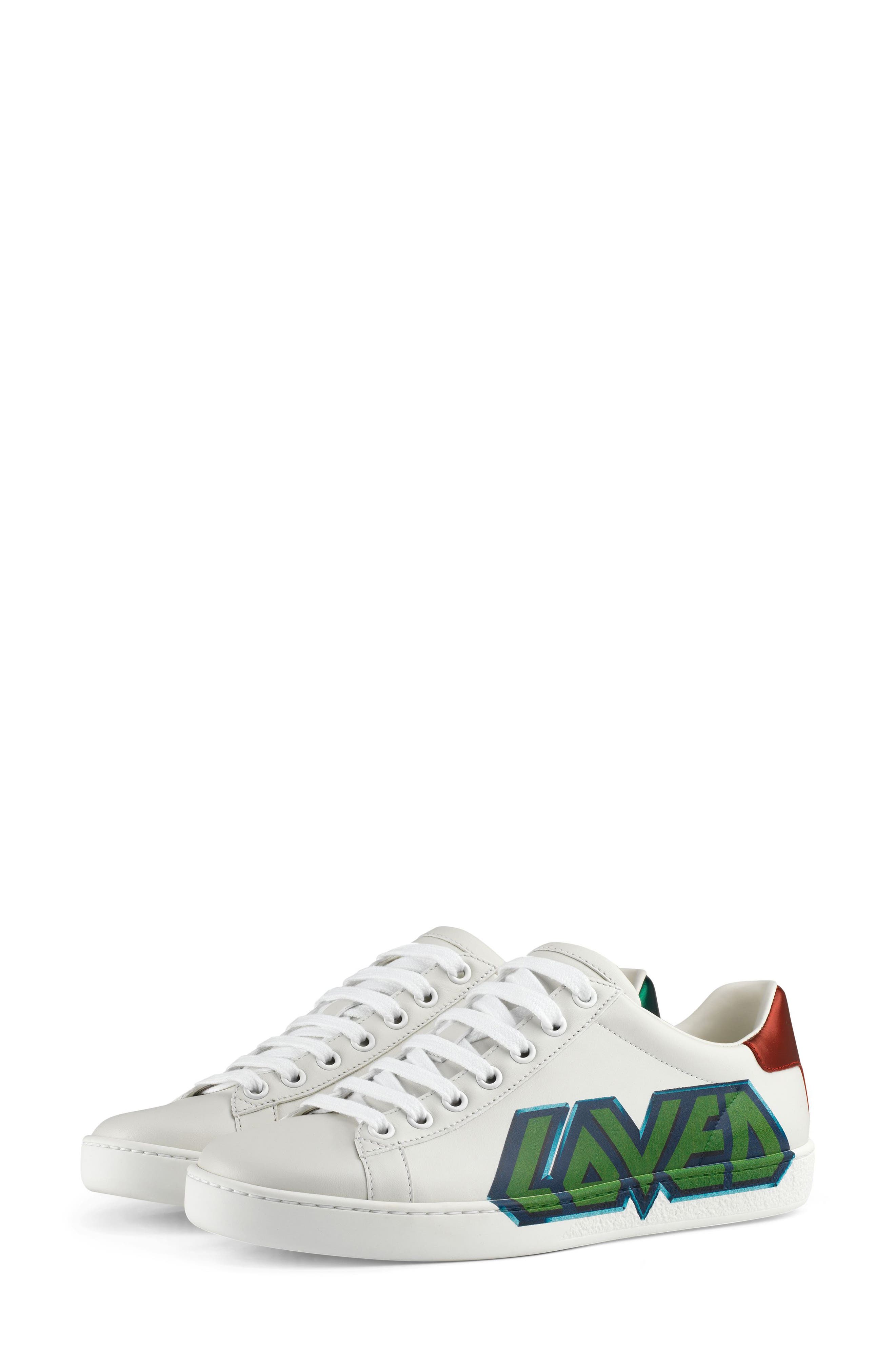 Gucci New Ace Loved Sneaker, Alternate, color, 