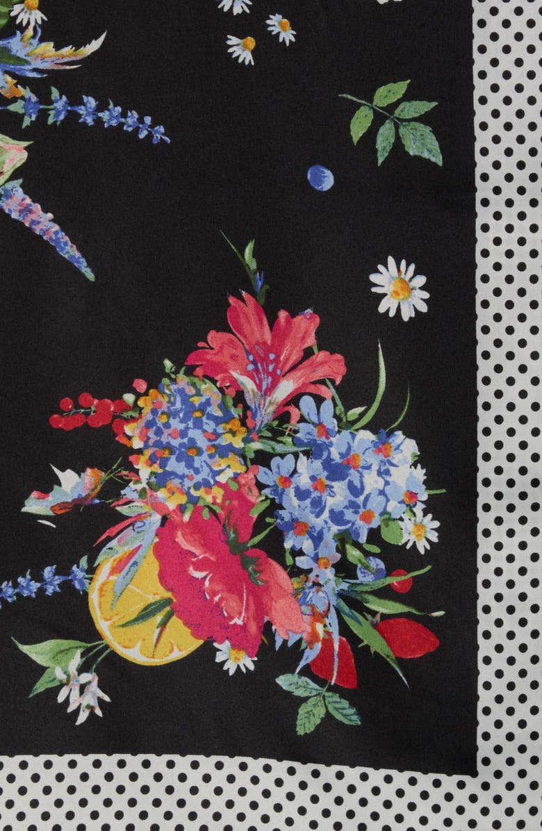 Vince Camuto Fruit Floral Satin Square Scarf, Alternate, color, Black Multi