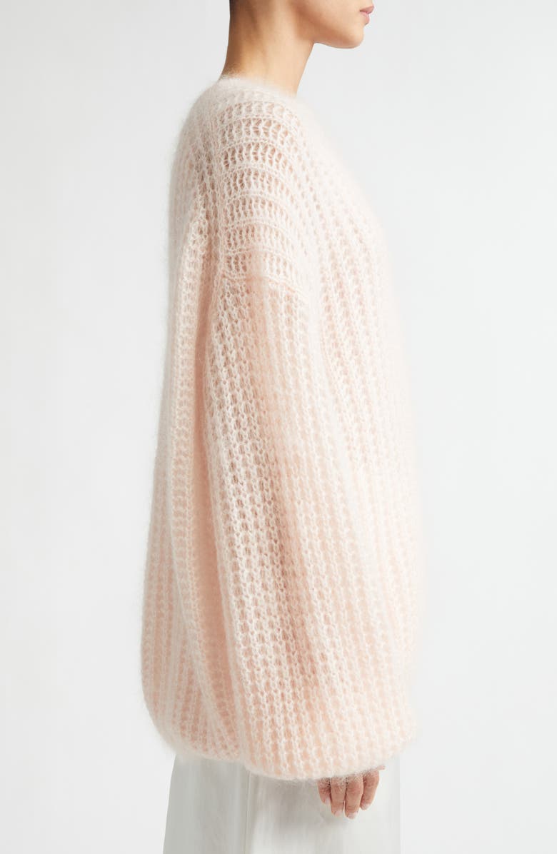 TOTEME Puffed Wool & Mohair Open Stitch Sweater, Alternate, color, Bloom