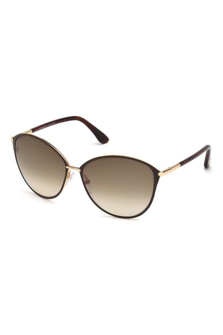 Penelope 59mm Gradient Cat Eye Sunglasses, Alternate, color, SHINY ROSE GOLD/ DARK BROWN