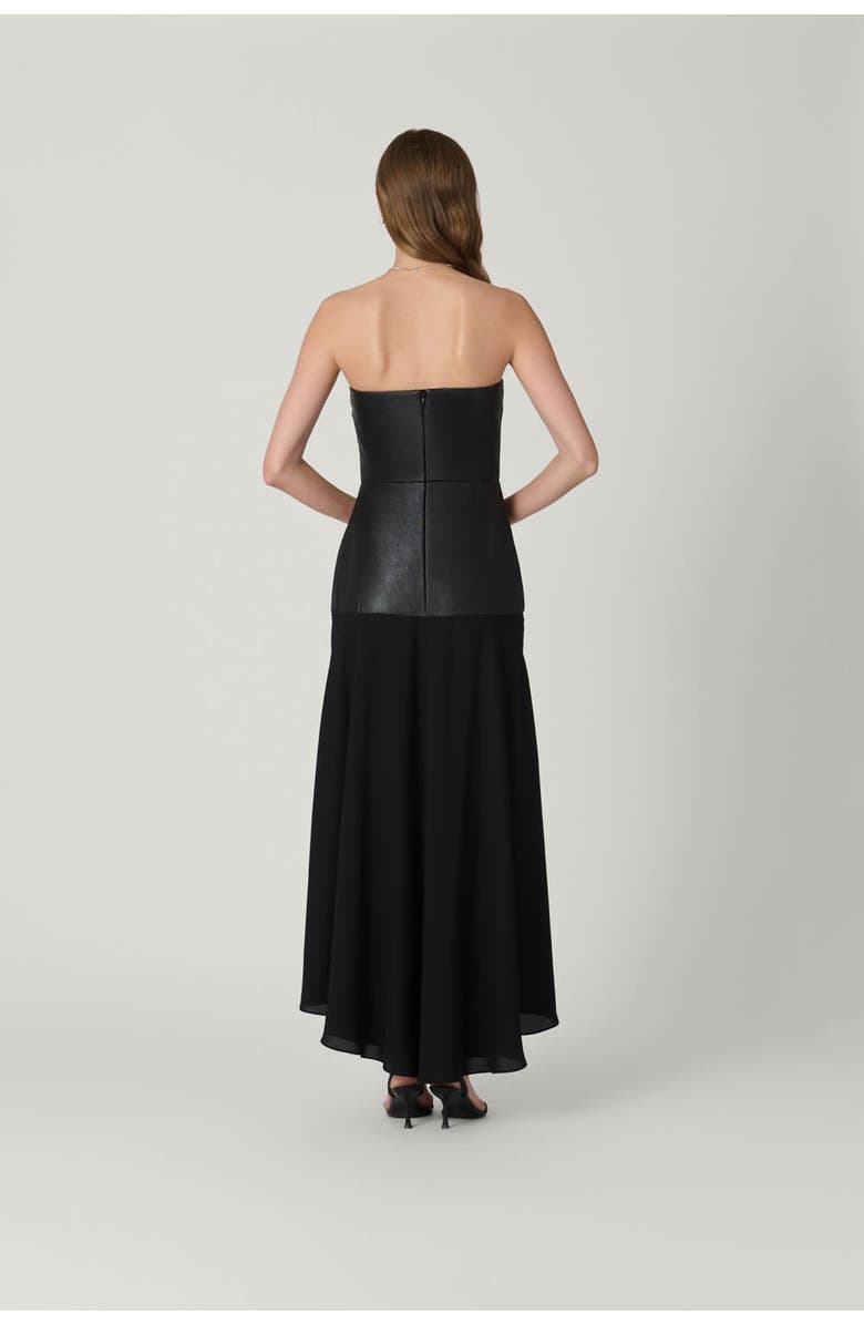 Shoshanna Midnight Rustin Faux Leather Dress, Alternate, color, Jet