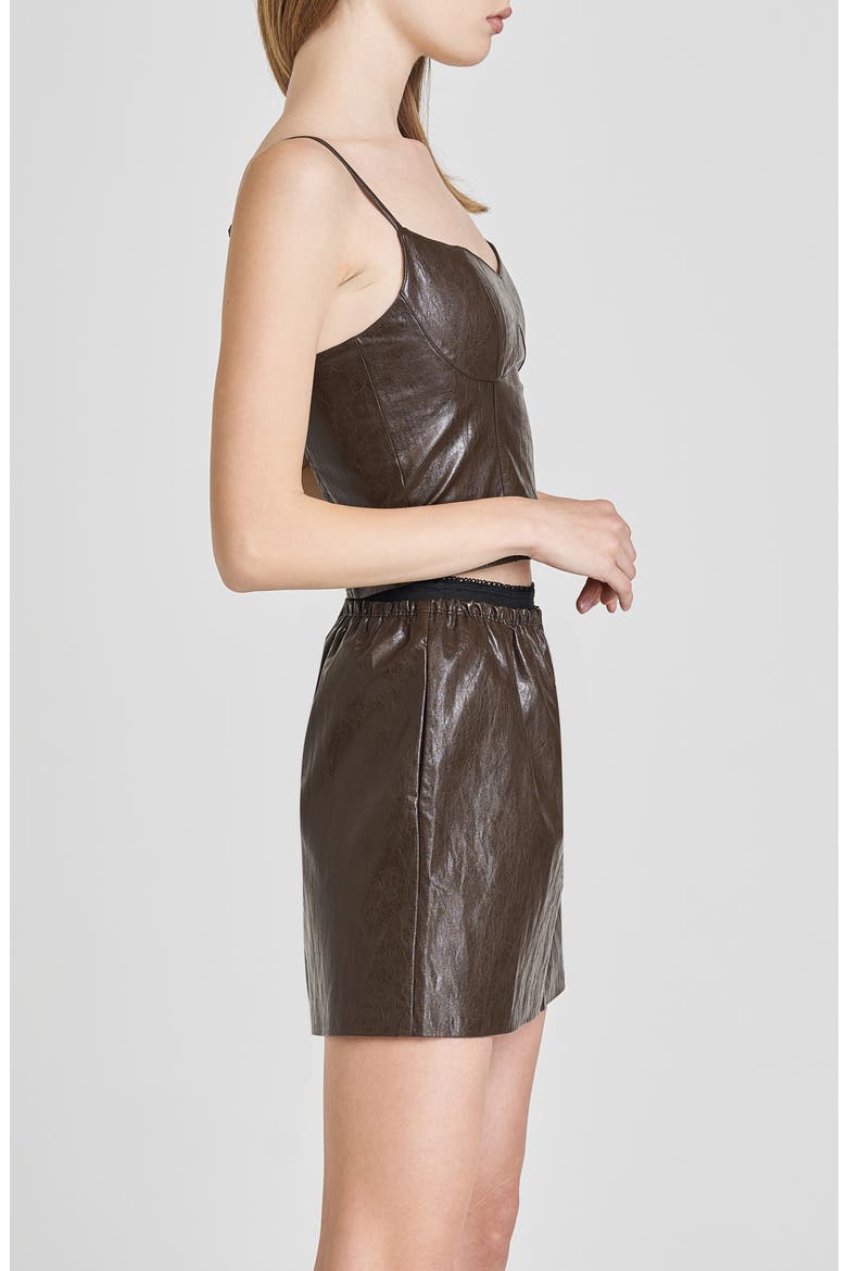 Estella Faux Leather Miniskirt, Alternate, color, CHOCOLATE