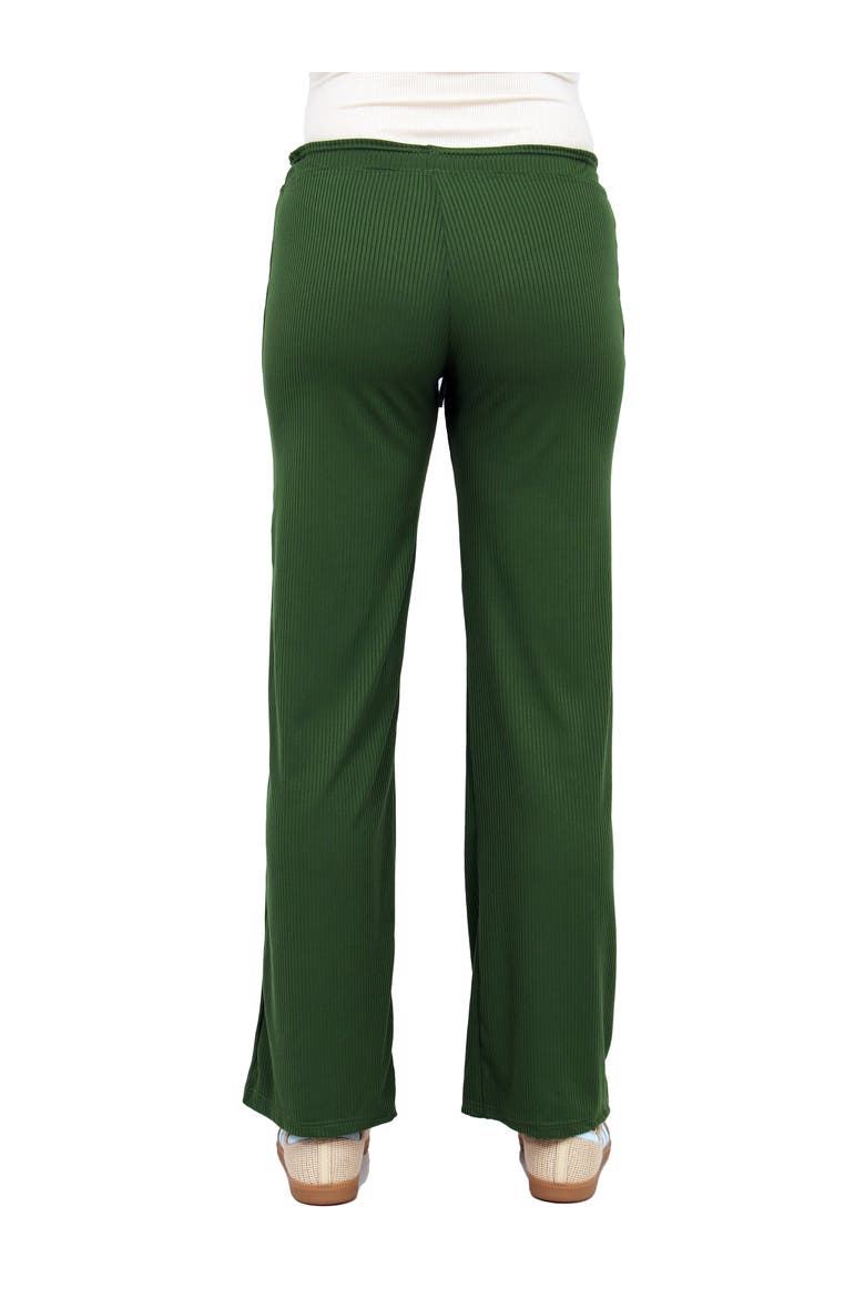 Womens Basic Ribbed Knit Drawstring Straight Leg Lounge Pants, Alternate, color, Kiwi