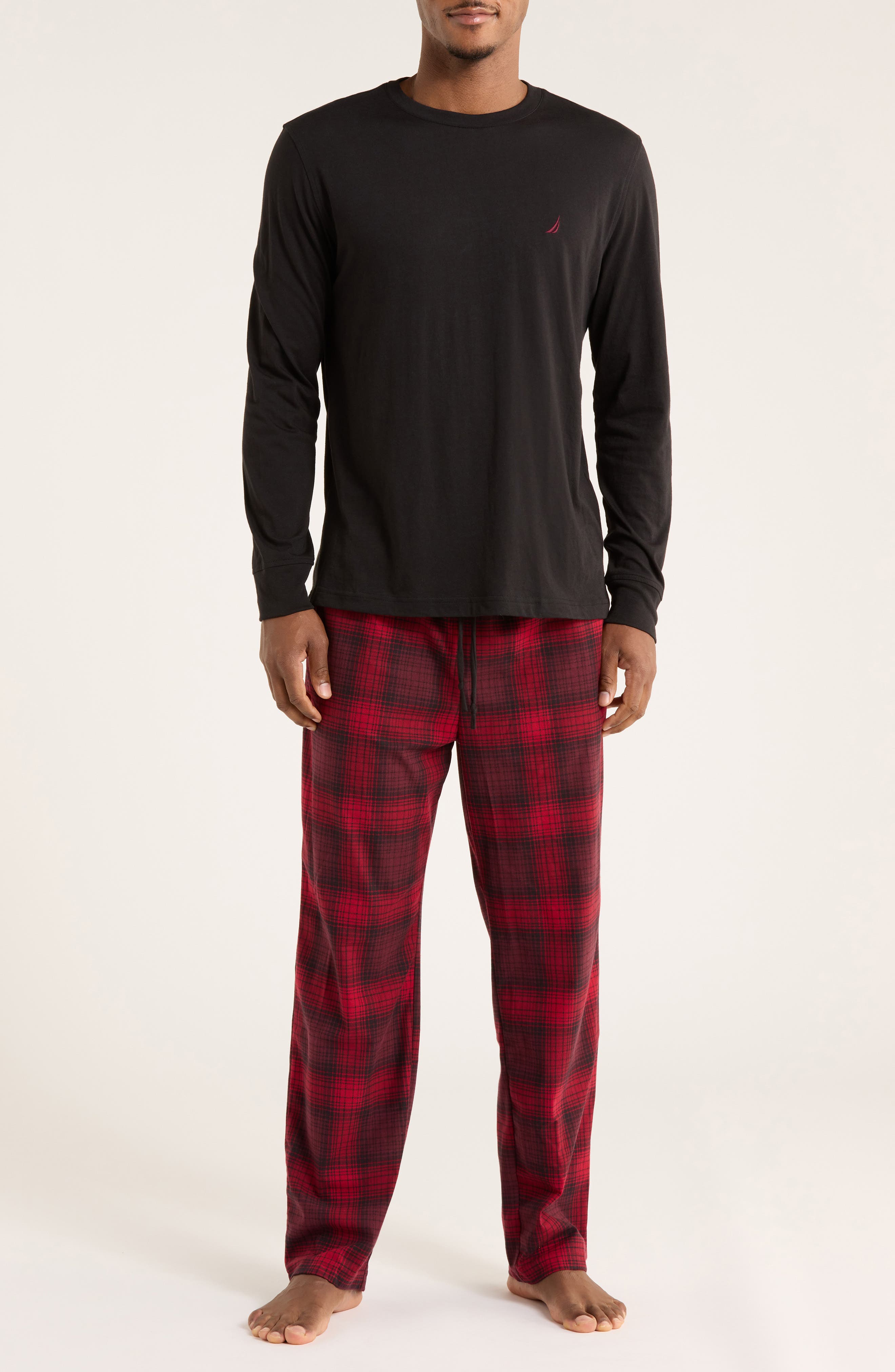 Nautica Cozy Fleece T-Shirt & Plaid Pajama Pants Set