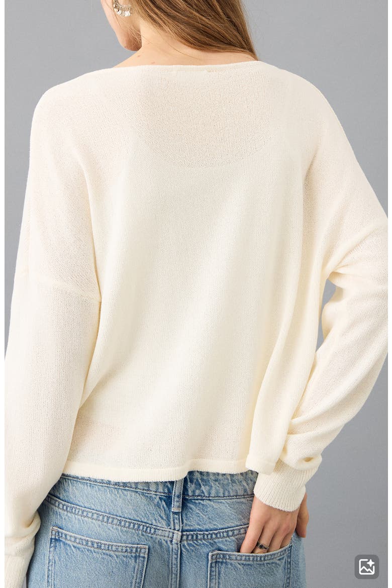 Semisheer V-Neck Crop Sweater, Alternate, color, ECRU