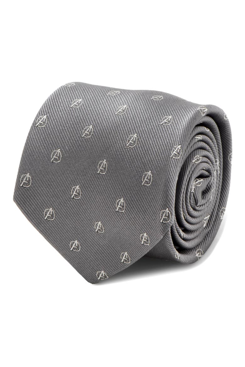Avengers Silk Tie, Alternate, color, GREY