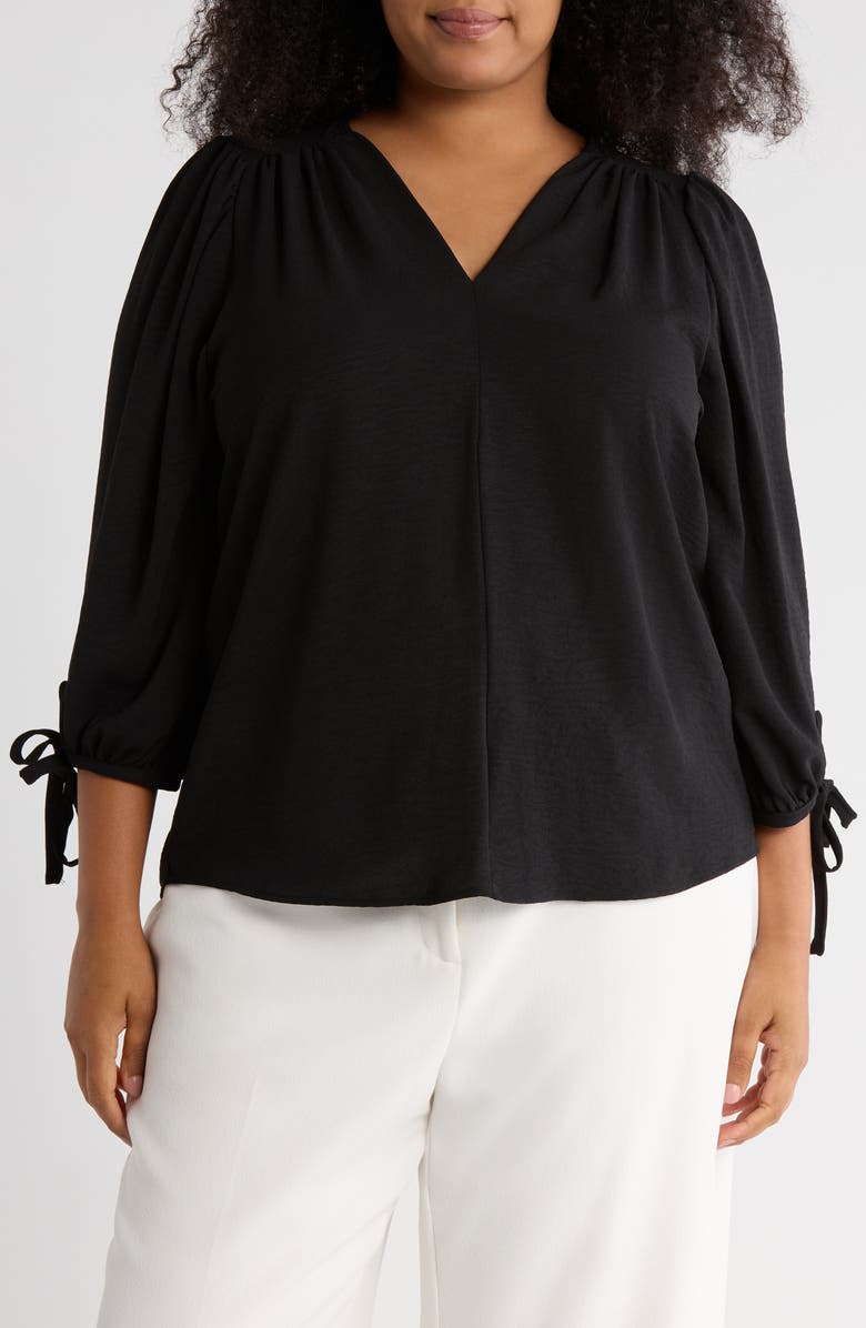 Renee C V-Neck Long Sleeve Top, Main, color, Black
