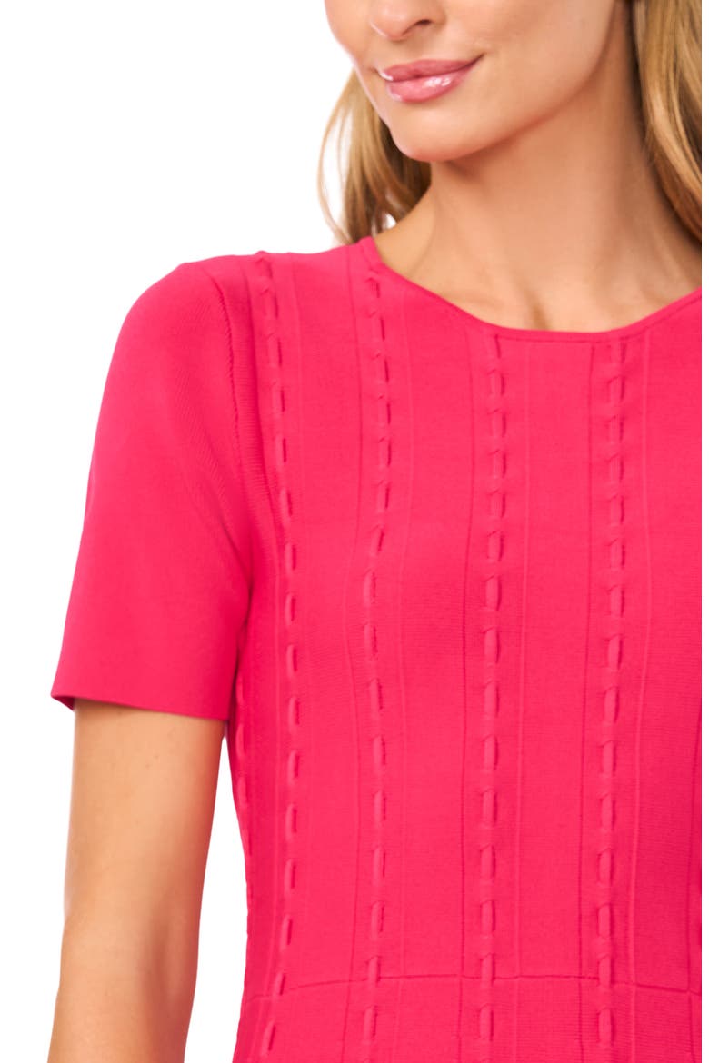 Ella Ribbon Stitch Fit & Flare Dress, Alternate, color, CRANBERRY JAM