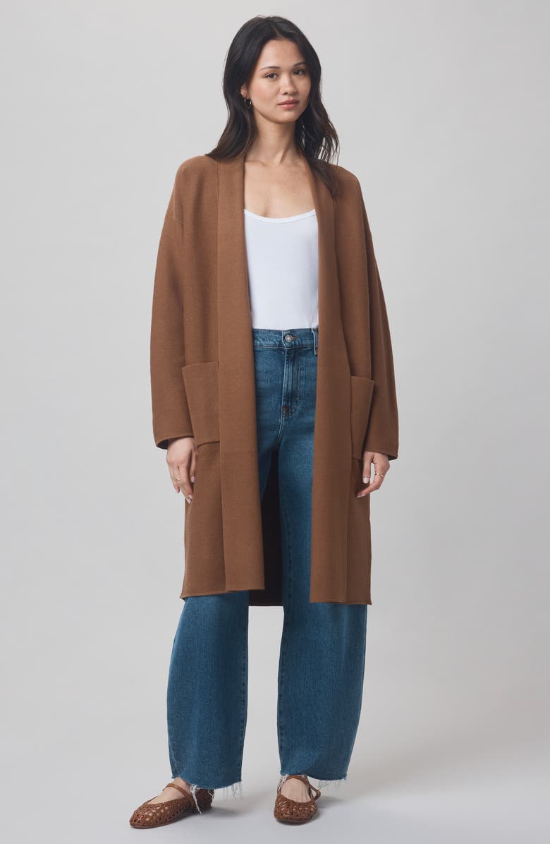 Splendid x @cellajaneblog Sleek Coatigan, Alternate, color, Caramel