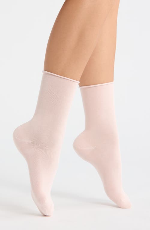 Nordstrom Everyday Rolltop Crew Socks in Pink Wisp at Nordstrom, Size 9-11