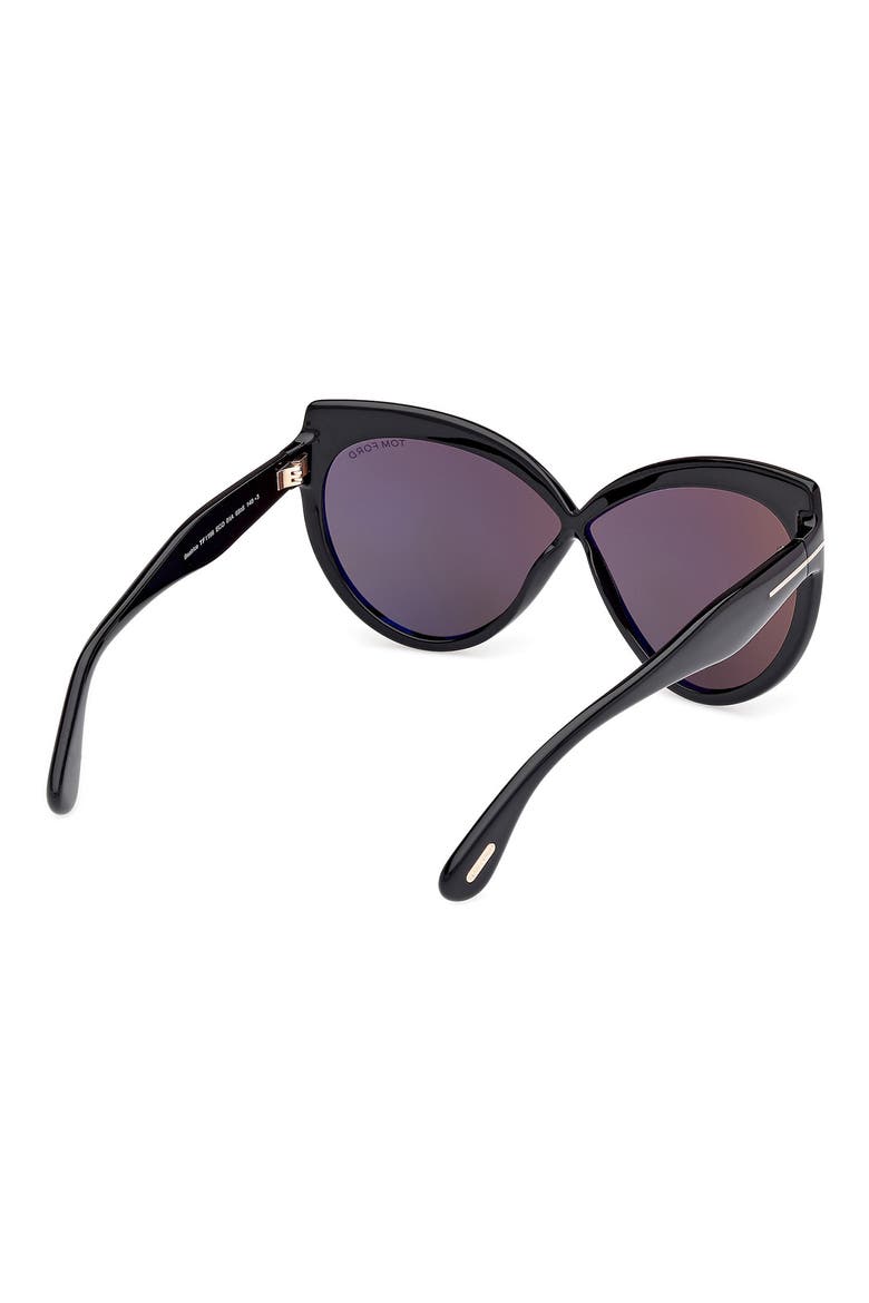 65mm Butterfly Sunglasses, Alternate, color, SHINY BLACK / SMOKE