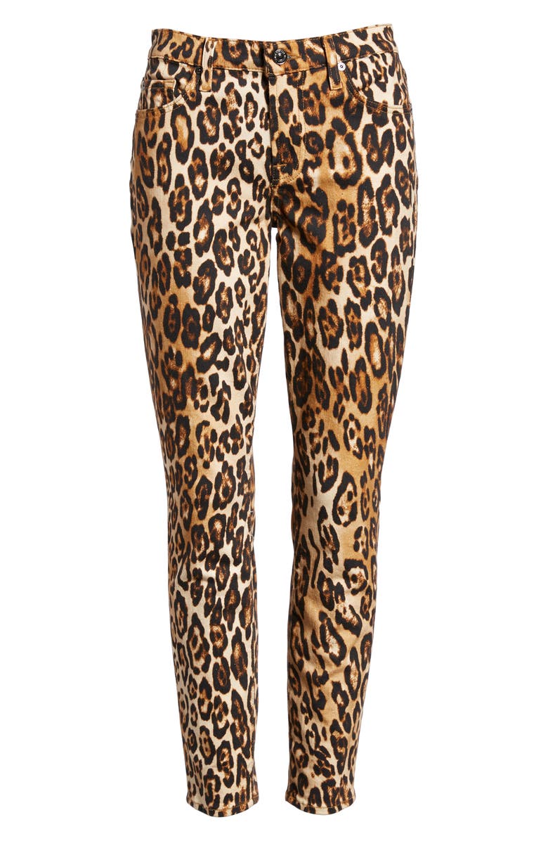 7 For All Mankind Seven7 Leopard Print Ankle Skinny Jeans, Alternate, color, 