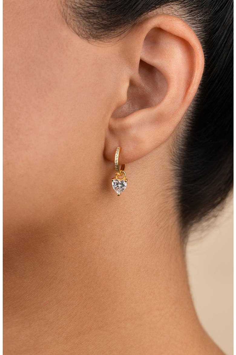 Eugenia Heart Drop Huggie Hoop Earrings, Alternate, color, GOLD