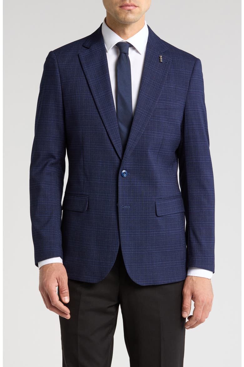 Slim Fit Plaid Blazer, Main, color, NAVY