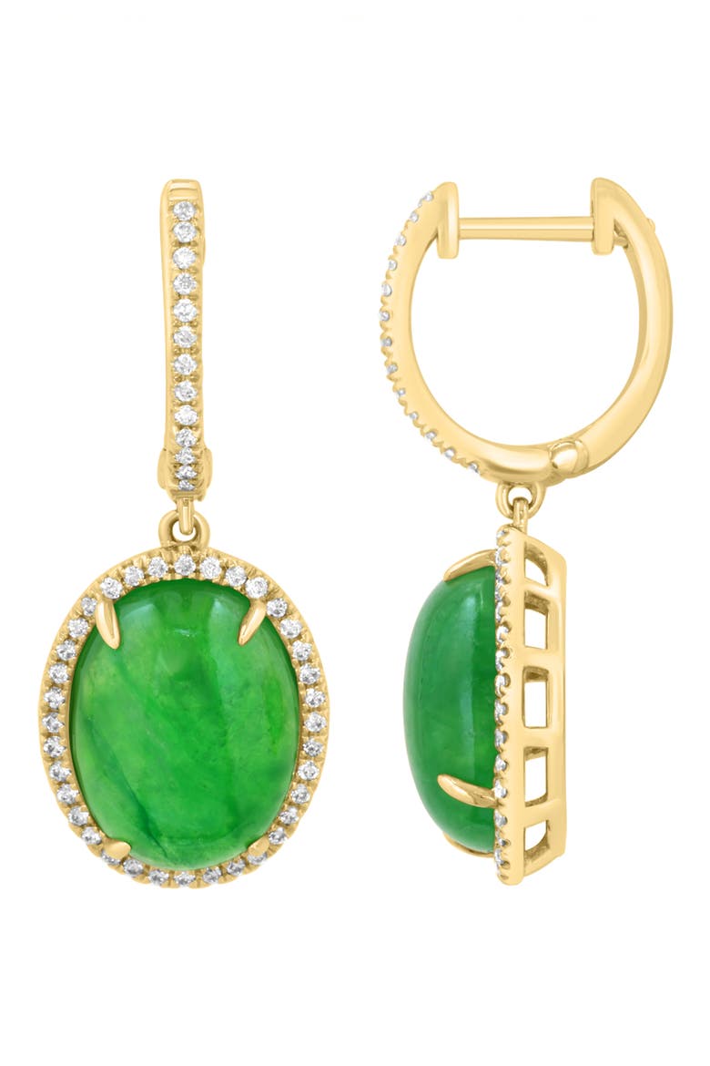 Gold Plated Sterling Silver Green Stone Drop Earrings, Main, color, GREEN