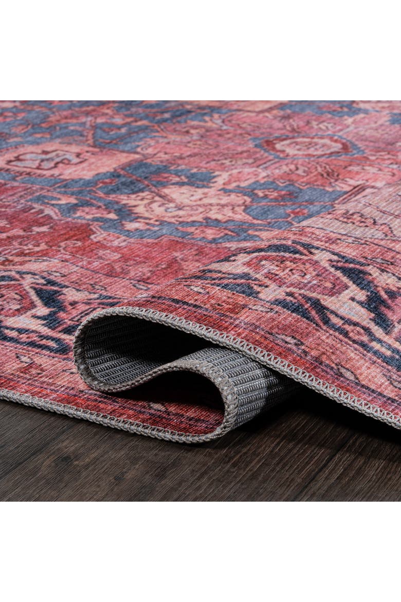 Maris Ornate Medallion Machine-Washable Area Rug, Alternate, color, Red/Black/Blue
