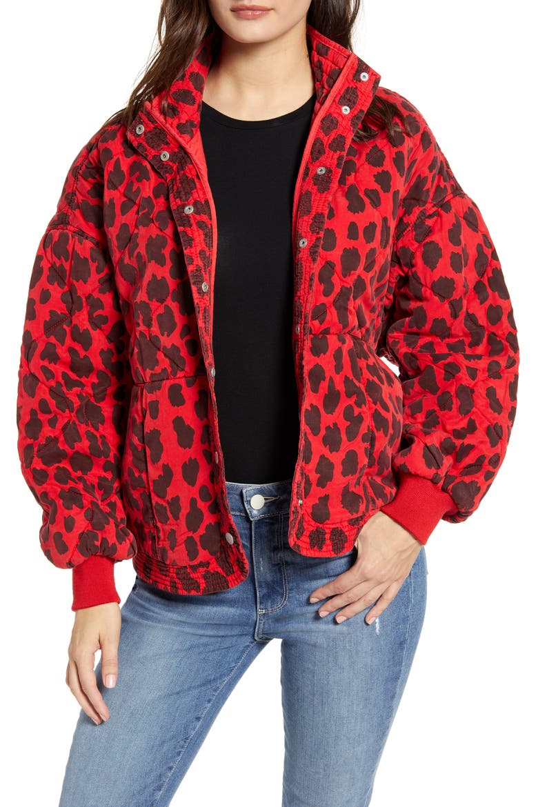 Leopard Print Quilted Jacket, Main, color, FIERCE