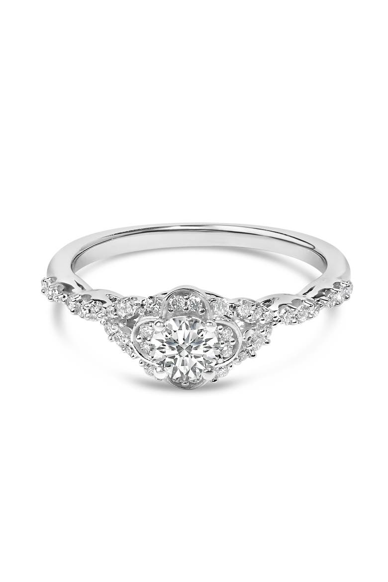 14K White Gold 1/2 Cttw Lab Grown Diamond Vintage Style Engagement Ring, Main, color, White