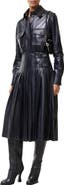 Burberry Pleated Leather Skirt