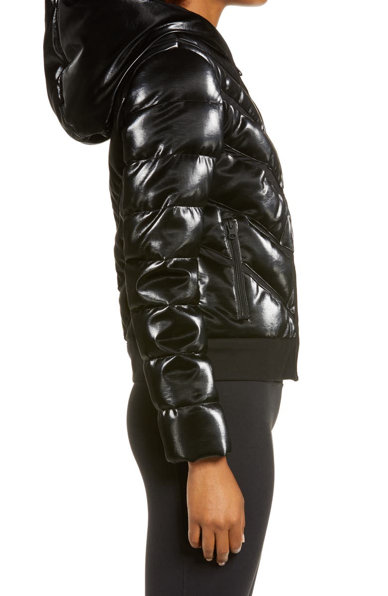 Blanc Noir Freestyle Mesh Inset Down Puffer Jacket, Alternate, color,