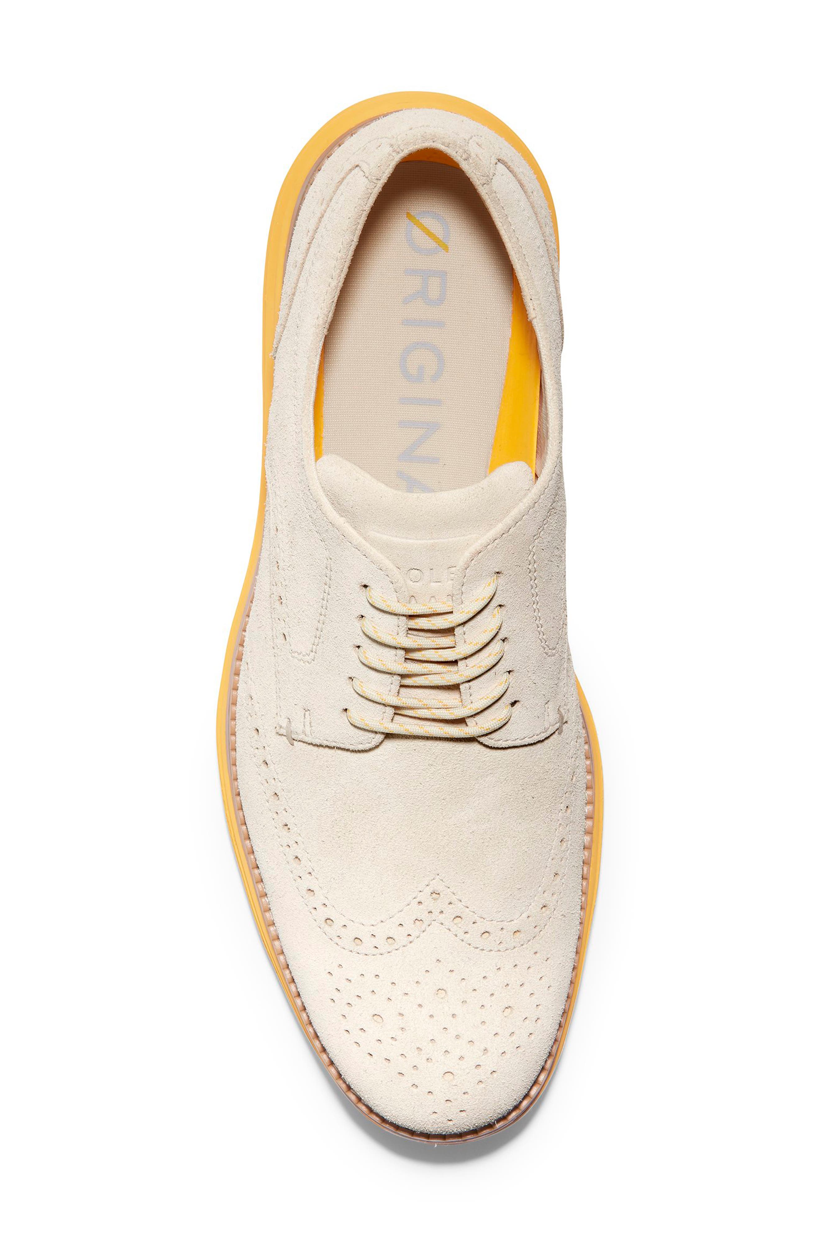 Original Grand Energy Meridian Short Wingtip Derby, Alternate, color, WHITECAP GREY SUEDE/ CITRUS