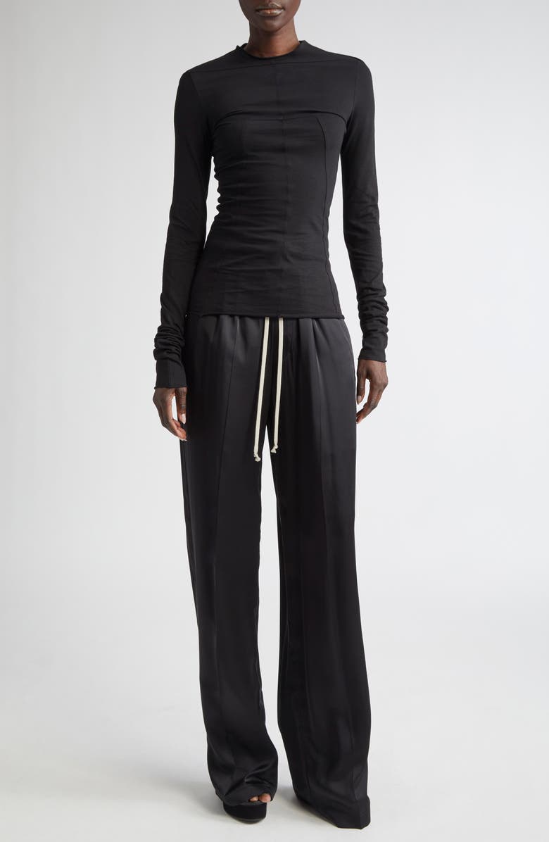 Rick Owens Lido Long Sleeve Cotton T-Shirt, Alternate, color, Black