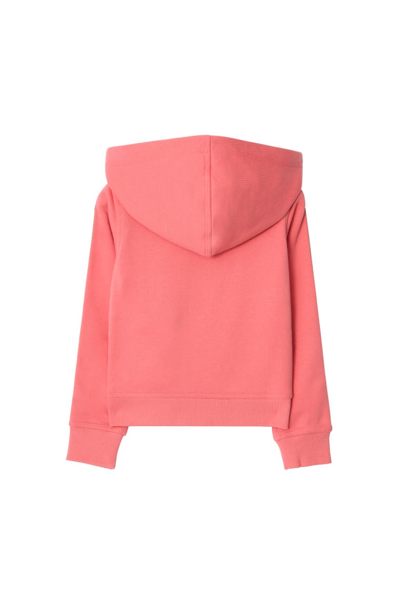 Girls' Check Trim Cotton Zip Hoodie, Alternate, color, Pale hibiscus pink