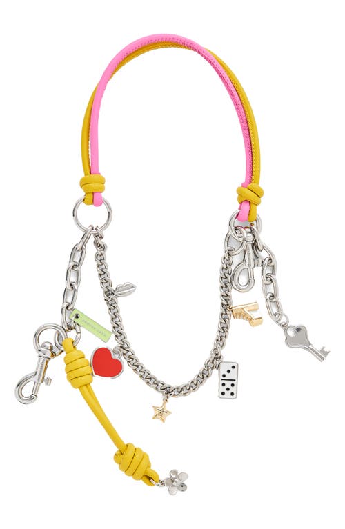 Marc Jacobs Womens Bow Pink Multi The Mini Icon Chain Zinc And Leather Bag Charm In Metallic