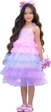 Mia Belle Girls Girls Unicorn Lace Tiered Tutu Dress