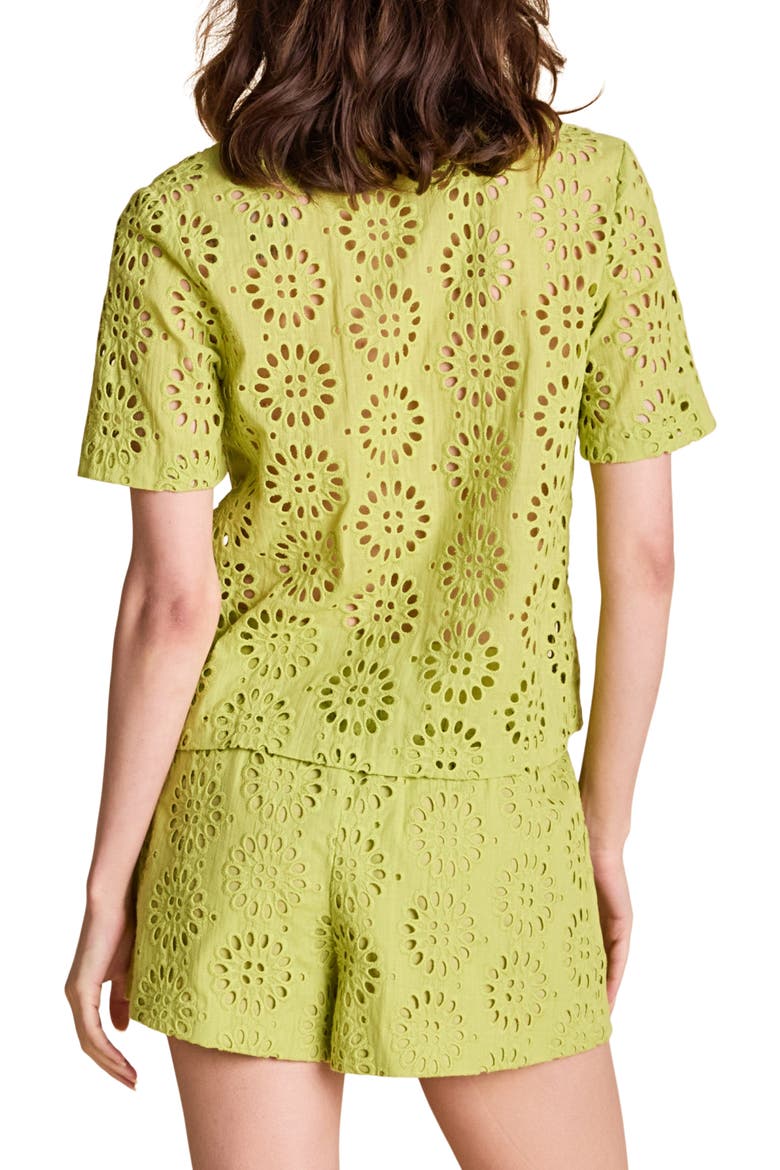 Eyelet Embroidery Camp Shirt, Alternate, color, GREEN