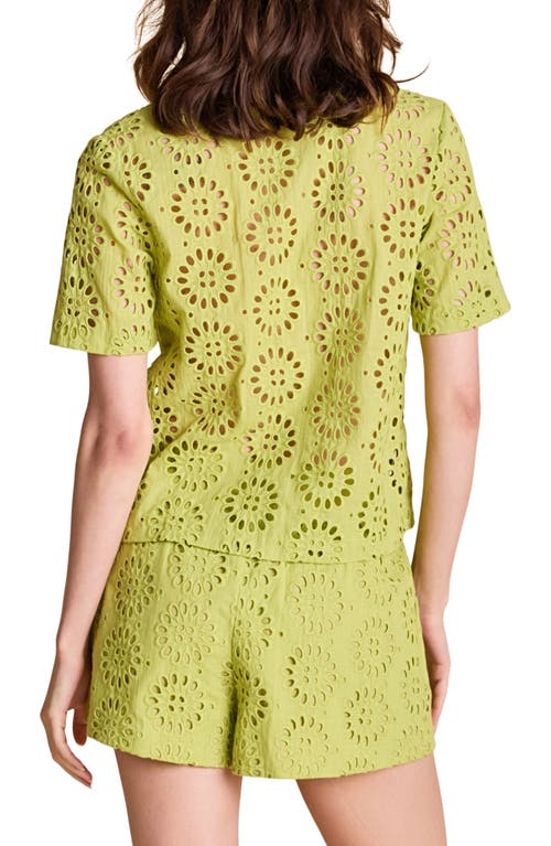 English Factory Embroidered Cotton Camp Shirt In Green In Green