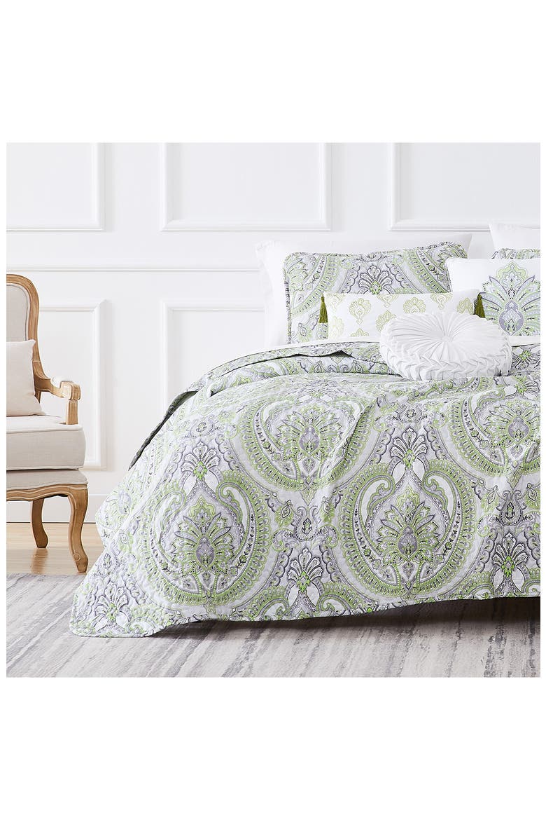 Pure Melody Quilt Bedding Set, Main, color, GREEN