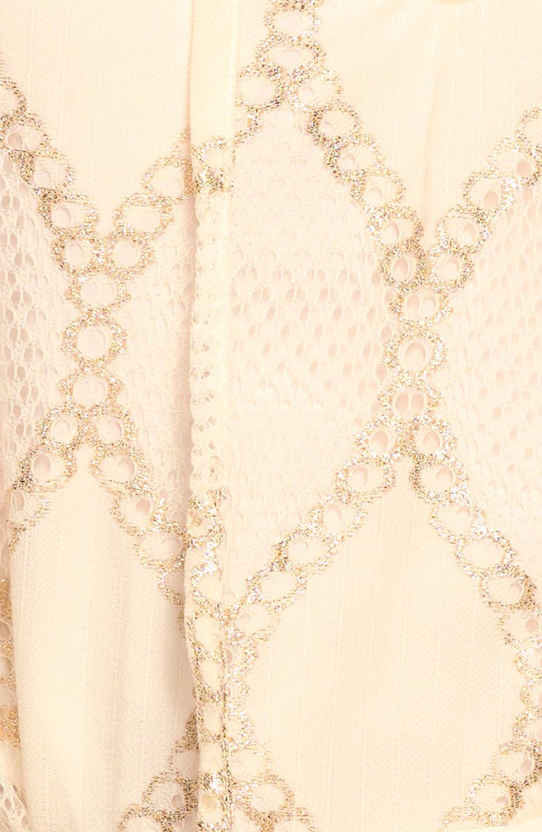 Ramy Brook Ria Metallic Chain Print Top, Alternate, color, Winter White Diamond