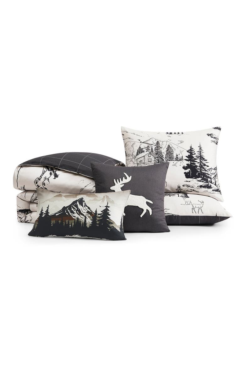 Rocky Mountains Reversible 5-Piece Comforter Set, Alternate, color, WHITE
