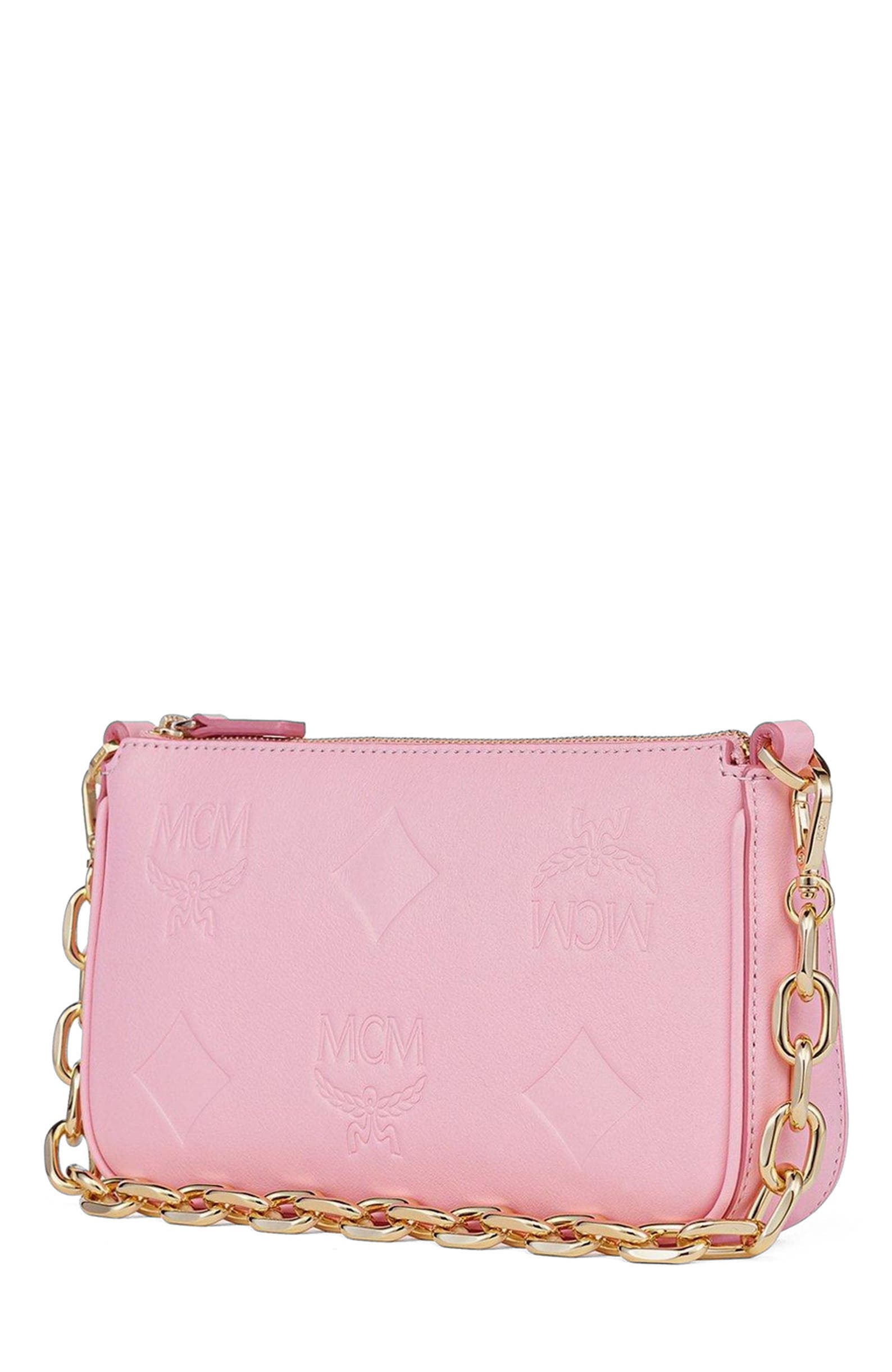 Aren Chain Crossbody in Maxi Monogram Leather, Alternate, color, Lotus Pink