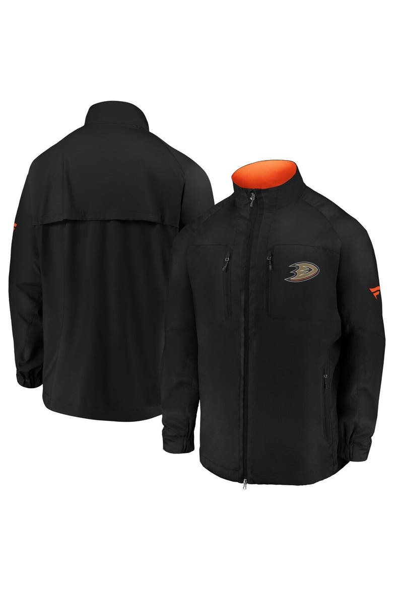Men's Fanatics Branded Black Anaheim Ducks Authentic Pro Locker Room Rink Raglan Full-Zip Jacket, Main, color, Black