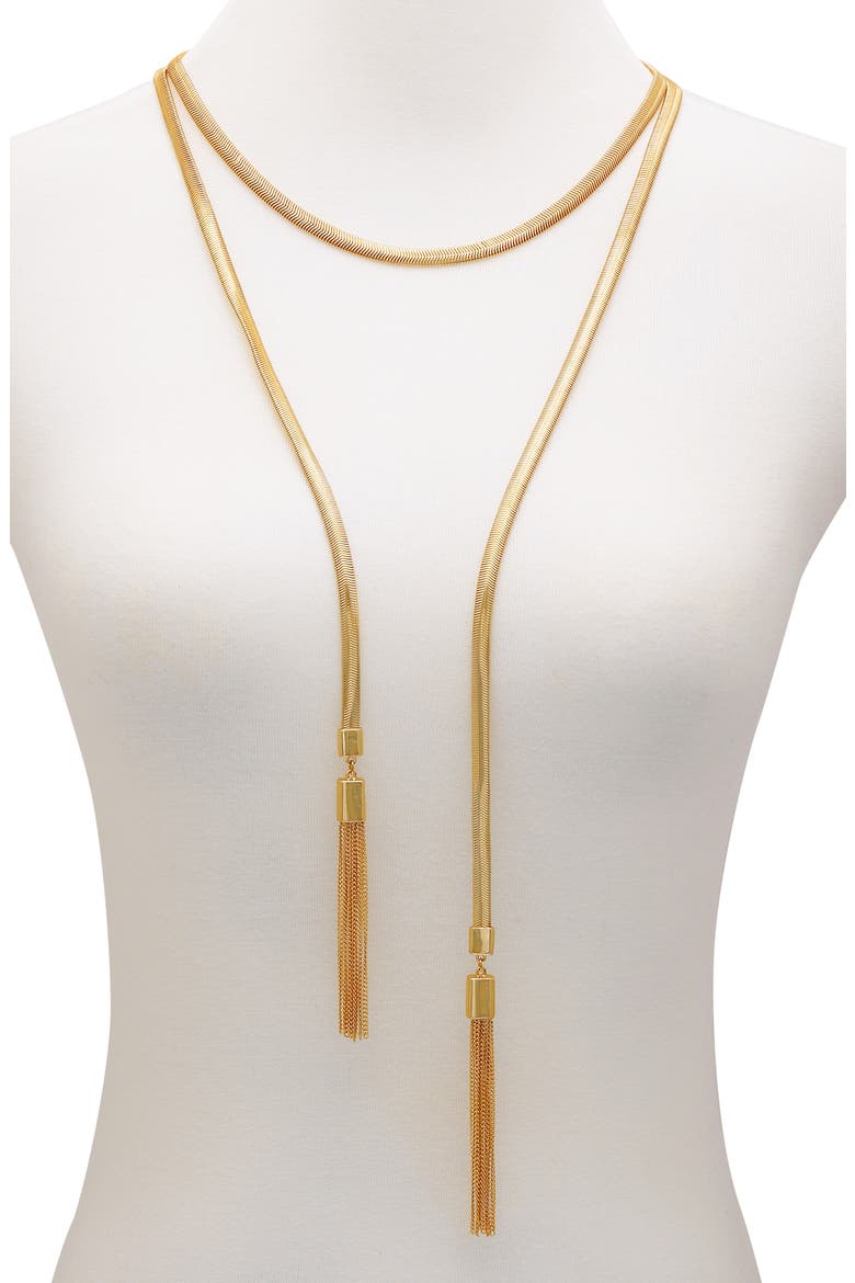 Tassel Chain Necklace, Alternate, color, GOLD TONE