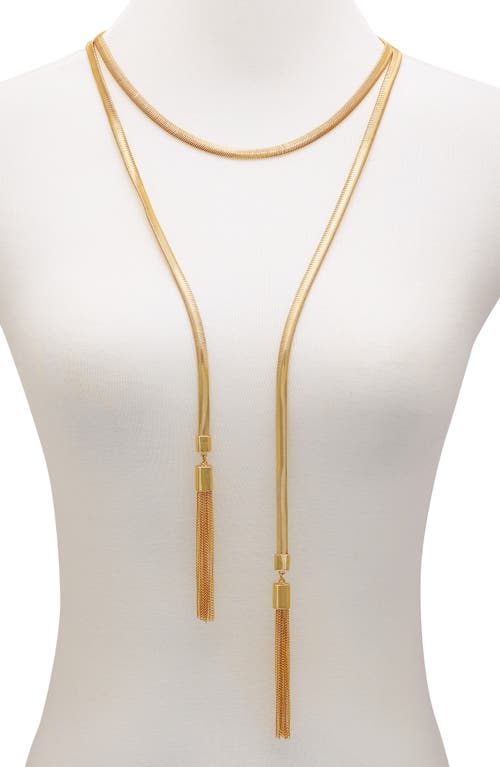 Vince Camuto Tassel Chain Necklace In Gold Tone