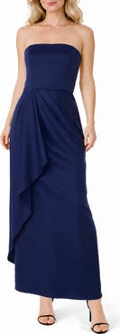 Marina Strapless Draped Side Gown