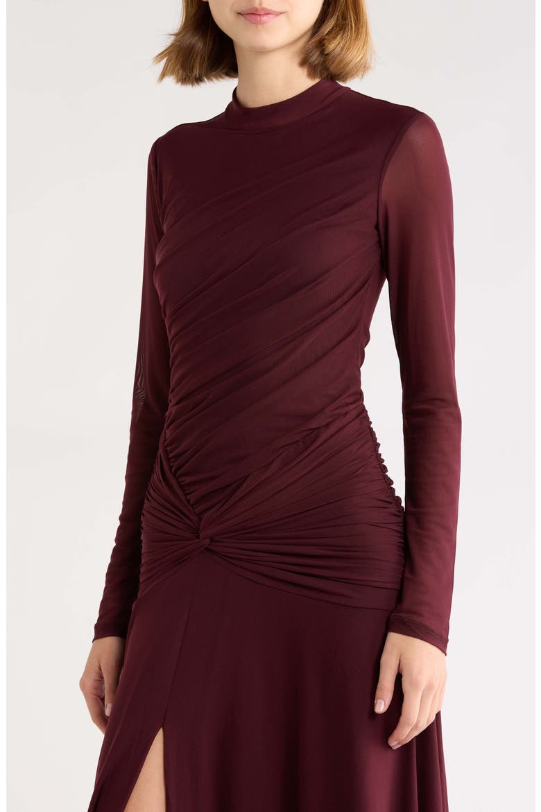 Selene Ruched Long Sleeve Dress, Alternate, color, RAISIN