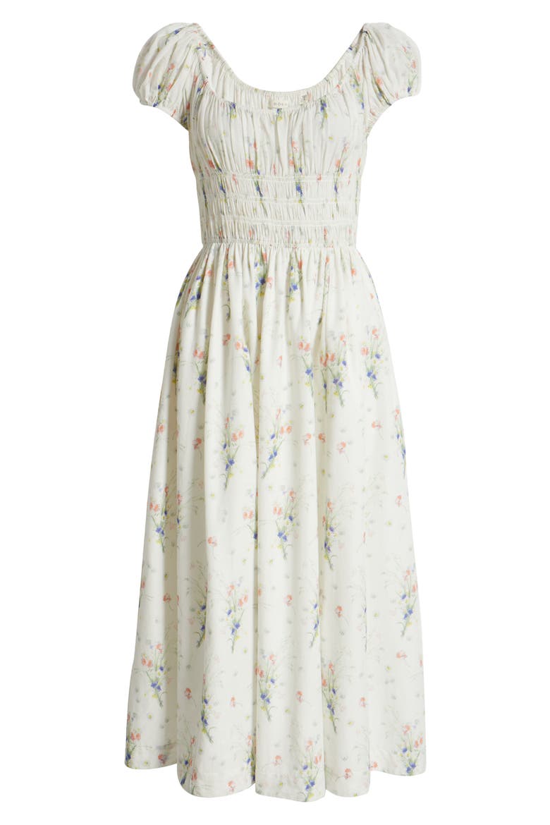 Quinley Floral Organic Cotton Midi Dress, Alternate, color, PAINTED BOUQUET