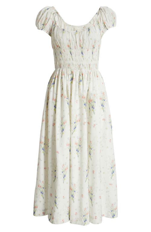Doen Dôen Quinley Floral Organic Cotton Midi Dress In Painted Bouquet