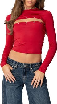 EDIKTED Revi Cutout Grommet Crop Top